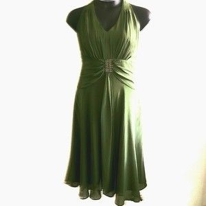 R&M RICHARDS Formal Overlay Dress Green Dress Plus Size 16
